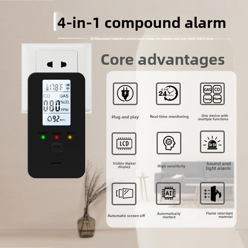 ProGuard 4-in-1 Smart Gas & Carbon Monoxide Detector - Plug & Play